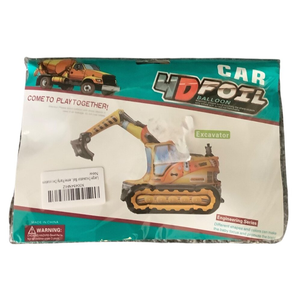 Kid Party Large 4D‎ Foil Excavator Machine Balloon 38"x25" 360 Degree Rotate NEW